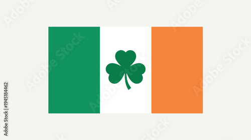Flag of Ireland with shamrock symbol, representing Irish heritage and national pride
