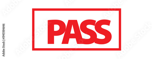 Red pass rubber stamp vector with grunge texture approval badge isolated status label