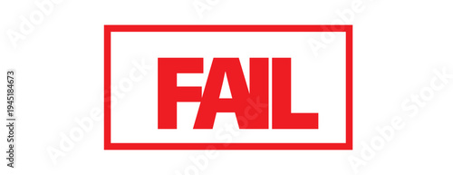 Red fail rubber stamp vector with grunge texture distressed approval status badge design
