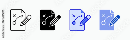 Plan Icon Sheet Multiple Style Collection Isolated Vector