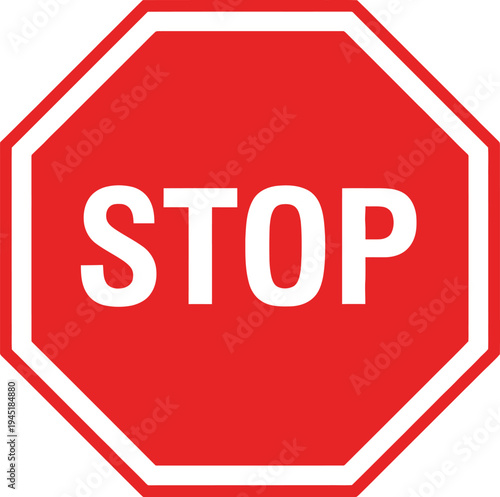 Stop sign octagonal red warning traffic sign for direction and regulations
