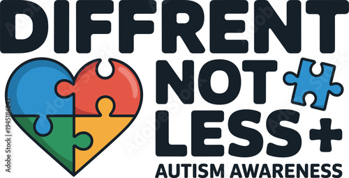 Colorful puzzle heart with autism awareness message