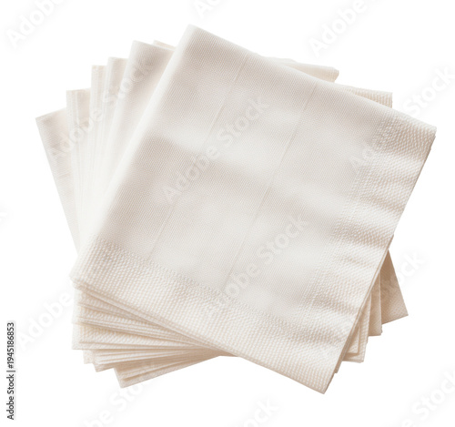 white paper napkins stack on white background