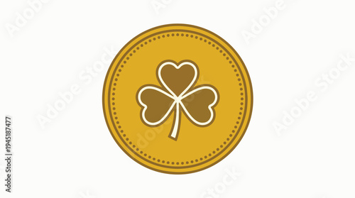Golden coin with a lucky shamrock emblem, symbolizing good fortune and Irish heritage. A festive graphic for St. Patrick's Day celebrations and cultural themes