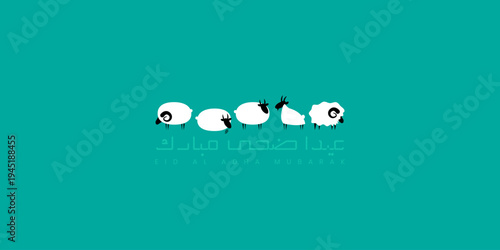 Eid Al Adha Celebration of Muslim holiday the sacrifice a camel, sheep and goat, can use for, landing page, template, ui, web, mobile app, poster, banner, flyer, background
