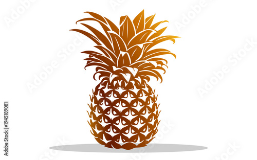 Royal Golden Pineapple Exotic Fresh Fruit Illustration