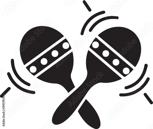 Maracas musical instruments for mexican party vector silhouette illustration and line art