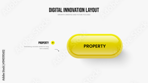 Advertising Analysis Frame Layout Vector Illustration. Enterprise Portfolio 1 Element Diagram Slide Template. Market Proposal One Step Infographic Presentation Design.