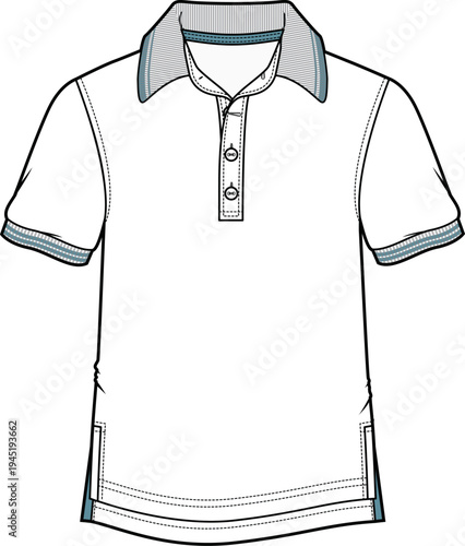 mens contrast tipping polo t shirts flat sketch vector drawing