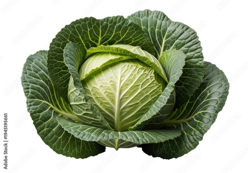 Fototapeta premium Fresh green cabbage vegetable isolated on white background