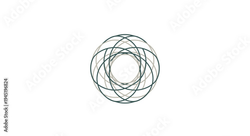 Abstract Circular Interwoven Lines Pattern, Geometric Design Element