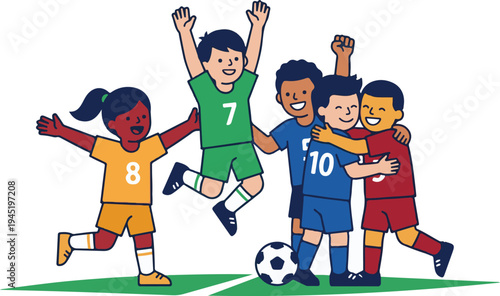 Kids Celebrating Soccer Goal Victory For World Cup 2026