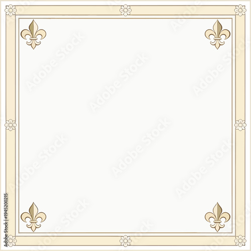Elegant ornamental frame with fleur de lis emblems and copy space