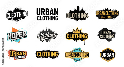Urban Clothing Logo Collection with Grunge and Modern Designs.