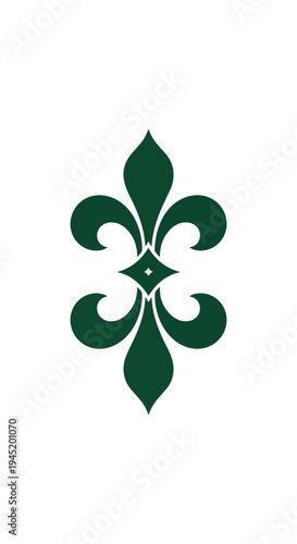 Green fleur de lis emblem on black background