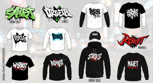 Collection of Metal Band Merchandise Designs with Bold Typography.