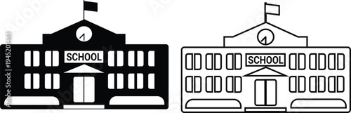 Set of 2 school building icons vector