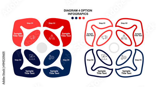 Circle chart infographic template with 4 options for strategy presentations Business. Vector Eps