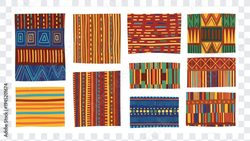 Collection of traditional African textile patterns and designs.