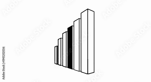 A simple bar graph showing an upward trend with one dark bar
