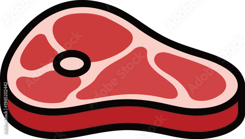 A stylized illustration of a raw steak with a bone