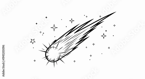 Animated drawing of a streaking comet with a starry background