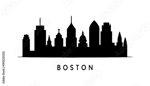 Boston city skyline silhouette vector illustration on white background