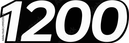 Bold white numbers "1200" on a black background
