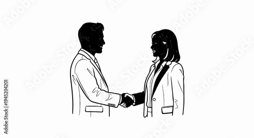 Business professionals shake hands, a gesture of agreement and partnership