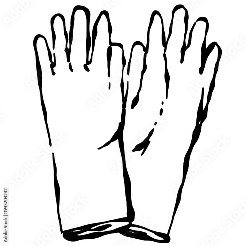 Vintage leather work gloves vector icon in rustic engraved style