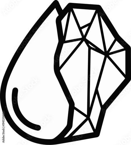 Abstract geometric form with a smooth teardrop shape on the left