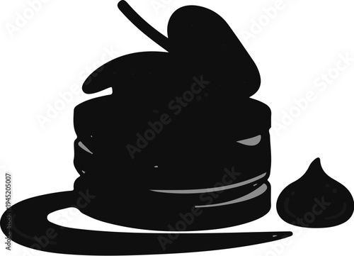 A stylized abstract representation of a black substance like tar or ink