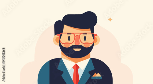 Bearded man in suit and glasses with a subtle sparkle