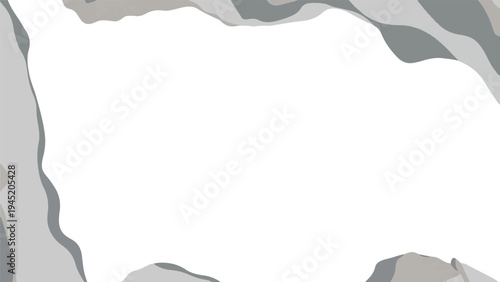Abstract grey waves frame white space