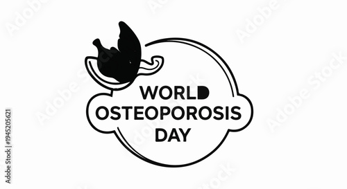 Black butterfly emblem promoting World Osteoporosis Day awareness