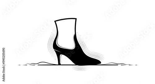 Elegant Black Ankle Boot with High Heel on Abstract Ground - Fashion Footwear