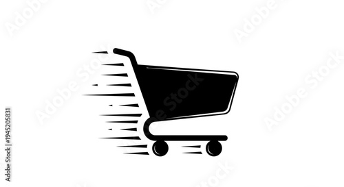 Fast Shopping Cart Icon Speed Lines Motion Blur E-commerce Delivery Service