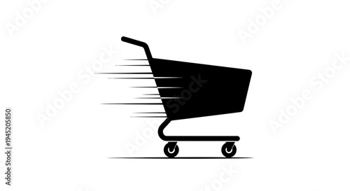 Fast Shopping Cart Icon with Motion Blur Effect - E-commerce and Delivery Concept