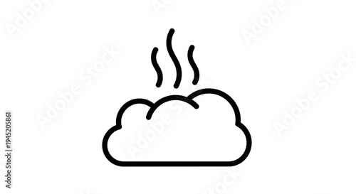 Freshly Baked Bread Icon, Steam Rising From Loaf, Simple Line Art, Food Symbol