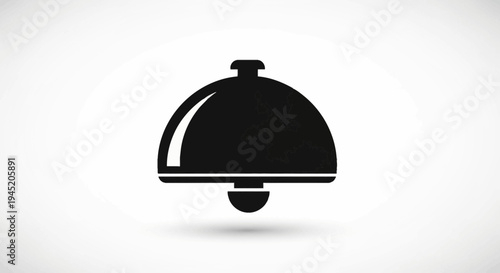Global Food Service Icon: Cloche Bell with World Map Silhouette