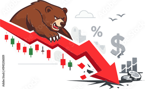 financial crisis concept illustration stock market bearish symbol 