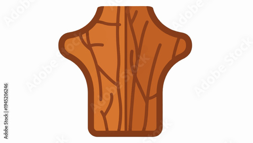Abstract representation of a textured wooden object with a carved or grooved surface