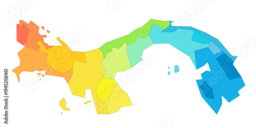 Panama political map of administrative divisions - provinces. Rainbow spectrum colorful blank vector map.
