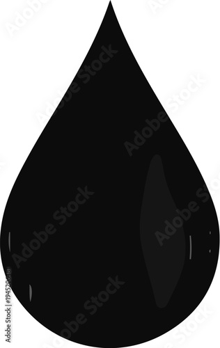 Black drop shape with subtle light reflections and shadows