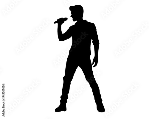 Silhouette of a male singer, vector illustration.

