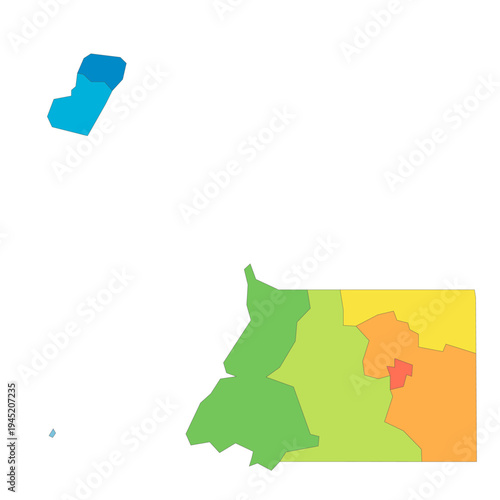Equatorial Guinea political map of administrative divisions - provinces. Rainbow spectrum colorful blank vector map.