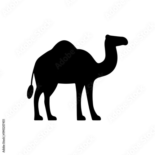 Camel Icon Vector – Black Silhouette Design.