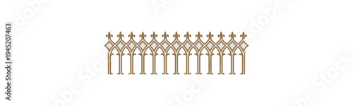 Decorative ornamental fence silhouette on black background