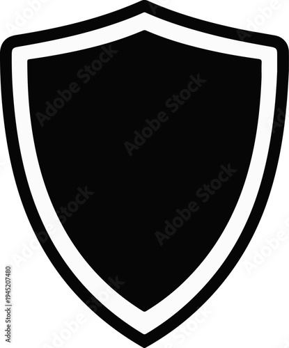 Black shield shape with white border