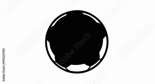 Black silhouette of a soccer ball on a white background